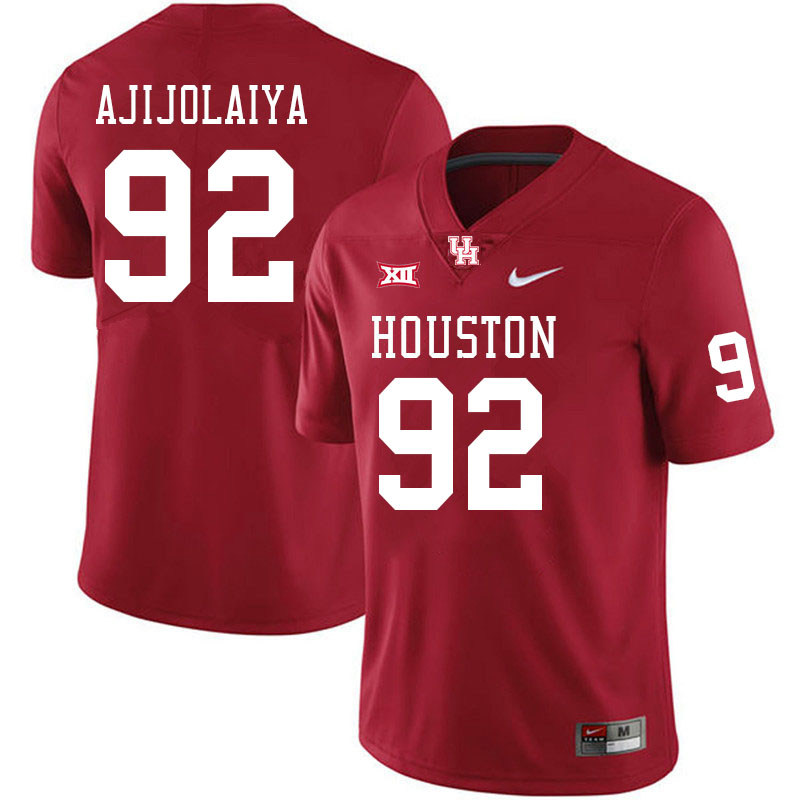 Men #92 Hakeem Ajijolaiya Houston Cougars Big 12 XII College Football Jerseys Stitched-Red - Click Image to Close